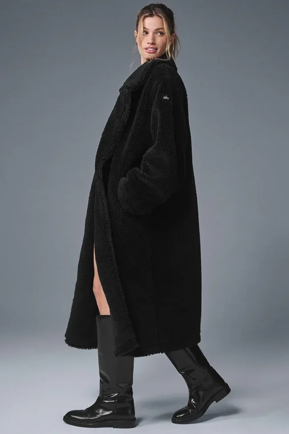 Oversized Sherpa-trench – svart
