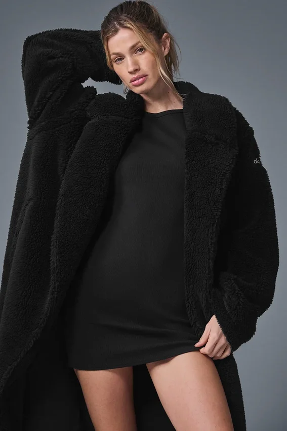 Oversized Sherpa-trench – svart