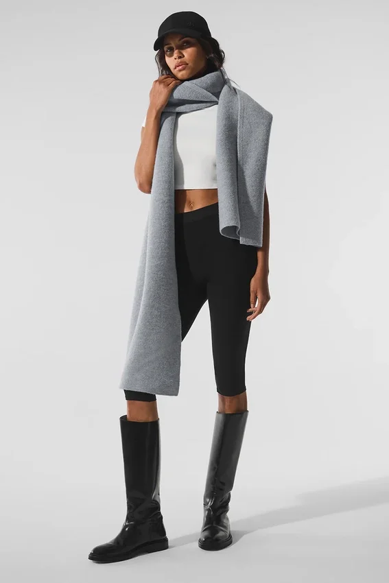 Oversized skjerf i merinoull – Hazy Heather Grey