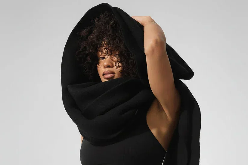 Oversized skjerf i merinoull – svart