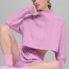 Kort Winter Bliss-halskrage med langermet strikk i kabelmønster – Candy Heart P