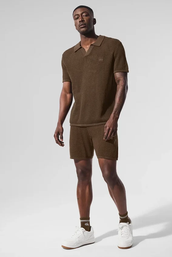Åpenstrikkede shorts – Espresso