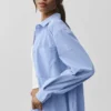 Pinstripe Daylight-skjorte med knapper og langermet – lys Provence-blå/hvit