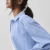 Pinstripe Daylight-skjorte med knapper og langermet – lys Provence-blå/hvit