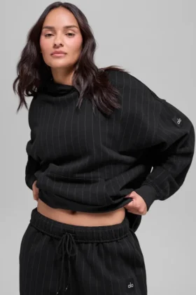Pinstripe-hettegenser – svart pinstripe