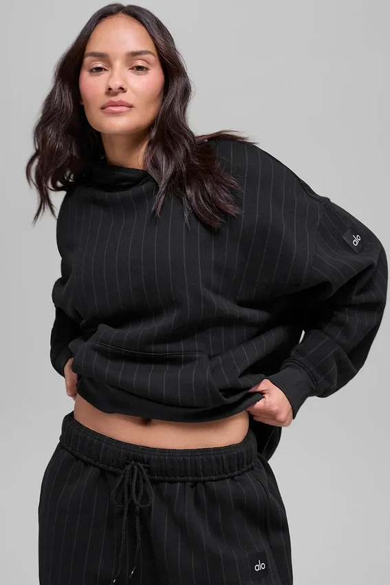 Pinstripe-hettegenser – svart pinstripe