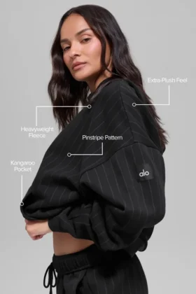 Pinstripe-hettegenser – svart pinstripe