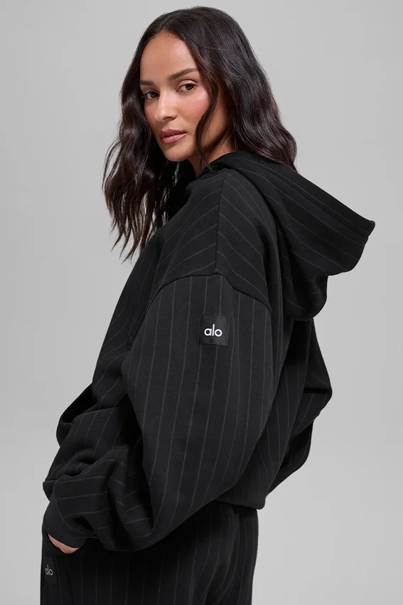Pinstripe-hettegenser – svart pinstripe