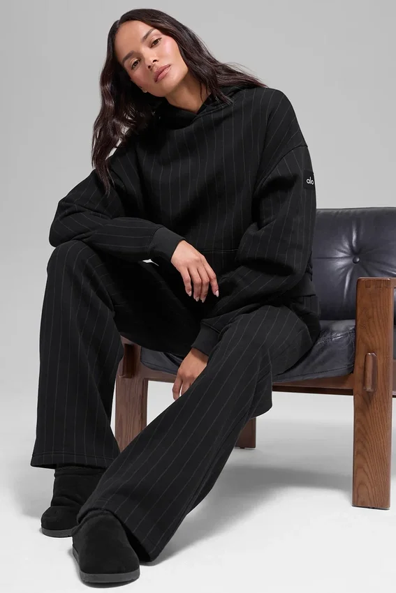 Pinstripe-hettegenser – svart pinstripe