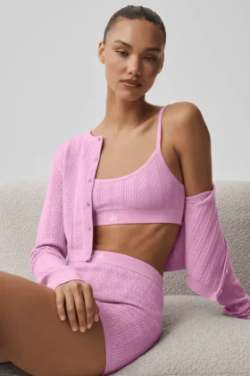 Pointelle-strikkegenser Be Mine-BH – Candy Heart Pink