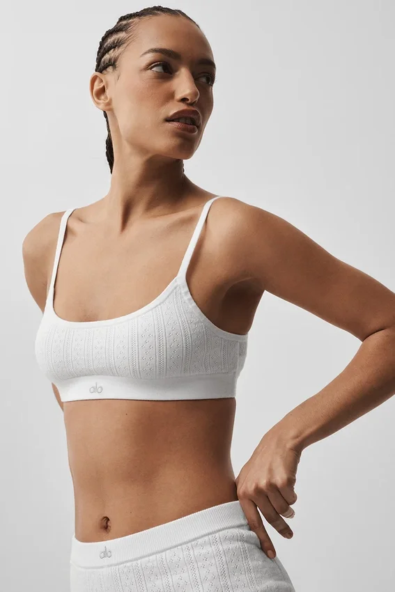 Pointelle-strikkegenser «Be Mine»-BH – Semi Sheer White