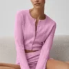 Pointelle-strikkegenser «Be Mine»-cardigan – Candy Heart Pink