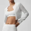 Pointelle-strikkegenser «Be Mine»-cardigan – halvgjennomsiktig hvit