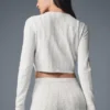 Pointelle-strikkegenser «Be Mine»-cardigan – lys grå melert