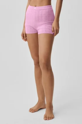 Pointelle-strikkegenser Be Mine Hot Short – Candy Heart Pink