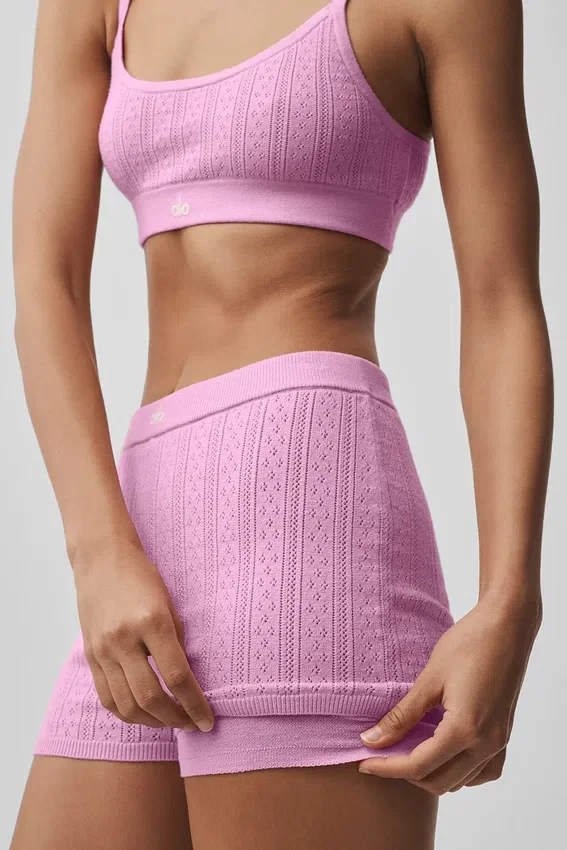 Pointelle-strikkegenser Be Mine Hot Short – Candy Heart Pink