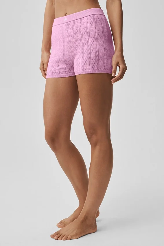 Pointelle-strikkegenser Be Mine Hot Short – Candy Heart Pink