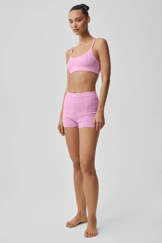 Pointelle-strikkegenser Be Mine-BH – Candy Heart Pink