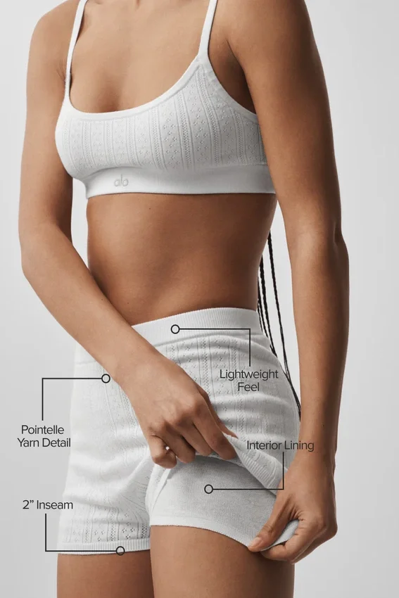 Pointelle-strikkegenser Be Mine Hot Short – Semi Sheer White