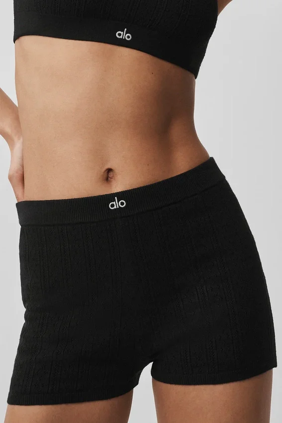 Pointelle-strikkegenser Be Mine Hot Short – svart
