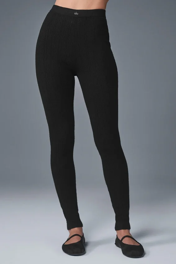 Pointelle Strikkegenser High-Waist Be Mine Tights – Svart
