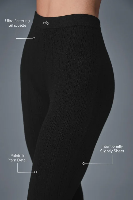 Pointelle Strikkegenser High-Waist Be Mine Tights – Svart