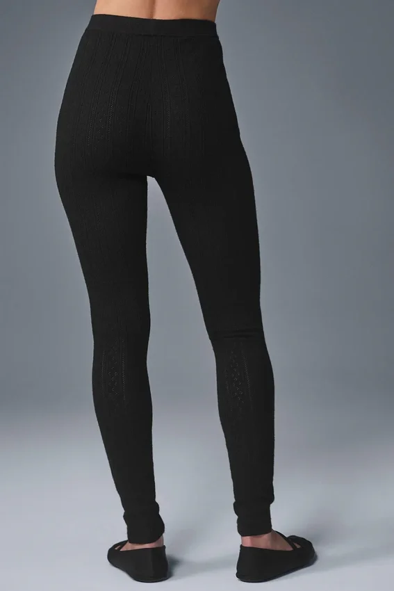 Pointelle Strikkegenser High-Waist Be Mine Tights – Svart