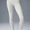 Pointelle-strikkegenser med High-Waist-tights – lys grå melert