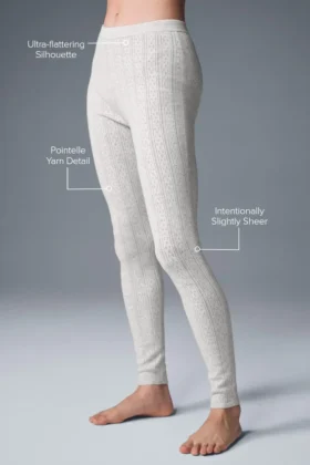 Pointelle-strikkegenser med High-Waist-tights – lys grå melert
