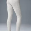 Pointelle-strikkegenser med High-Waist-tights – lys grå melert