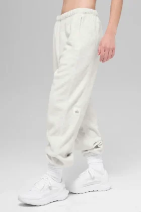 Polar Fleece High-Waist Retreat Jogger – hvit melert grå