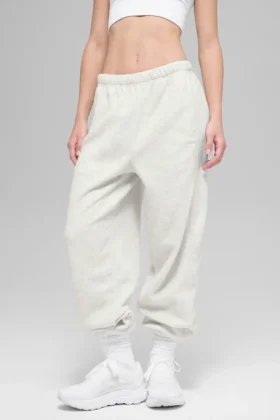 Polar Fleece High-Waist Retreat Jogger – hvit melert grå