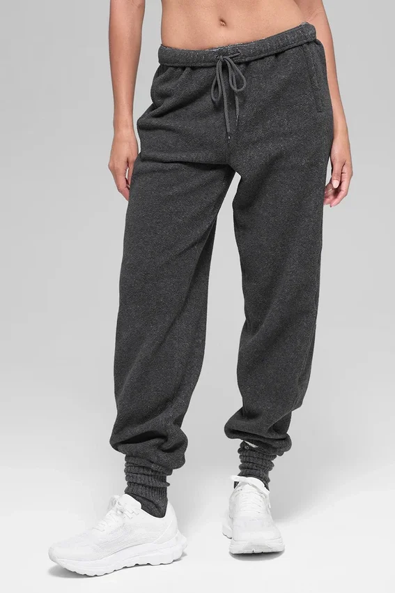 Polar Fleece High-Waist Retreat Jogger – Mørk melert grå