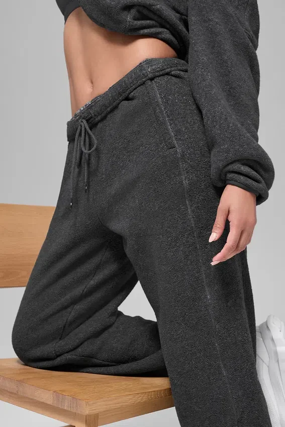 Polar Fleece High-Waist Retreat Jogger – Mørk melert grå