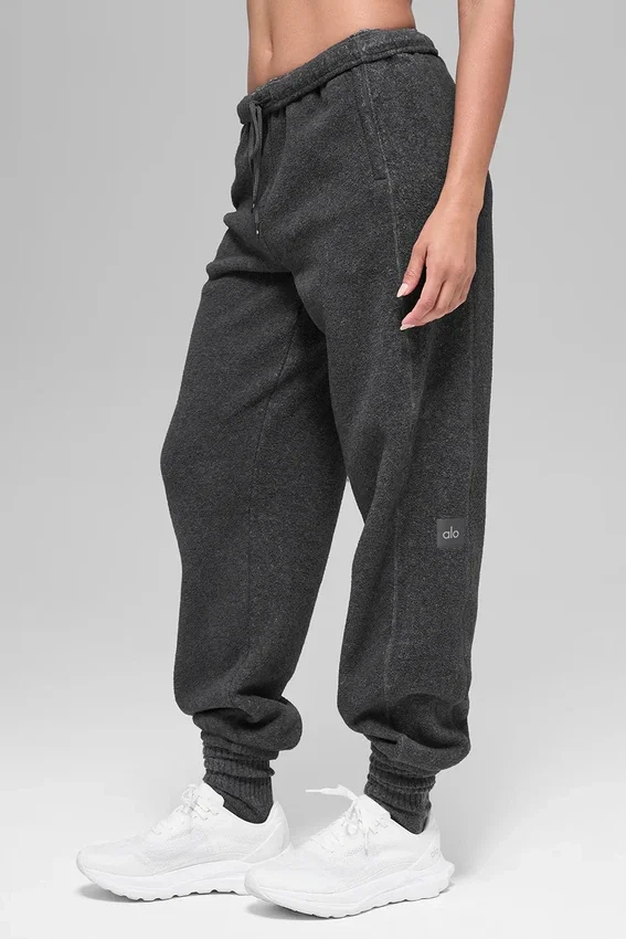 Polar Fleece High-Waist Retreat Jogger – Mørk melert grå