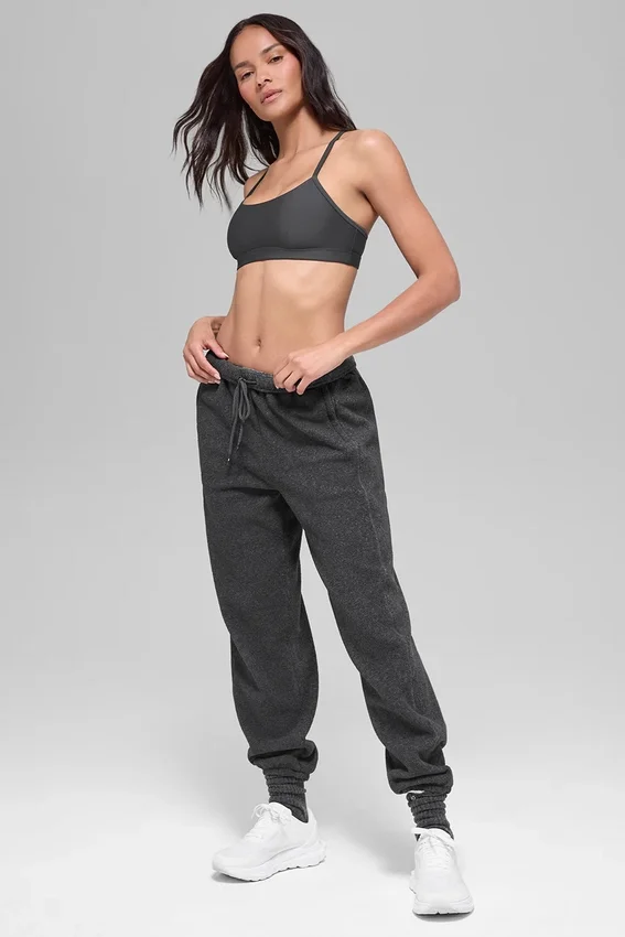 Polar Fleece High-Waist Retreat Jogger – Mørk melert grå