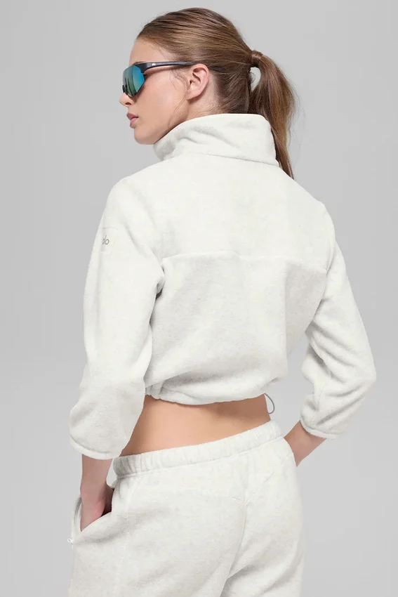 Polar Fleece Retreat kort jakke – hvit melert grå
