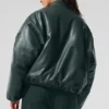 Premier-bomberjakke i imitert skinn – Charcoal Green