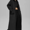 Quilted Skyline Long Coat – svart