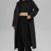 Quilted Skyline Long Coat – svart