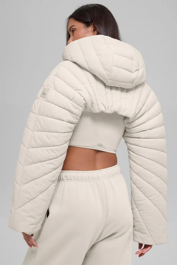 Quiltet Starlight-puffervest – benhvit
