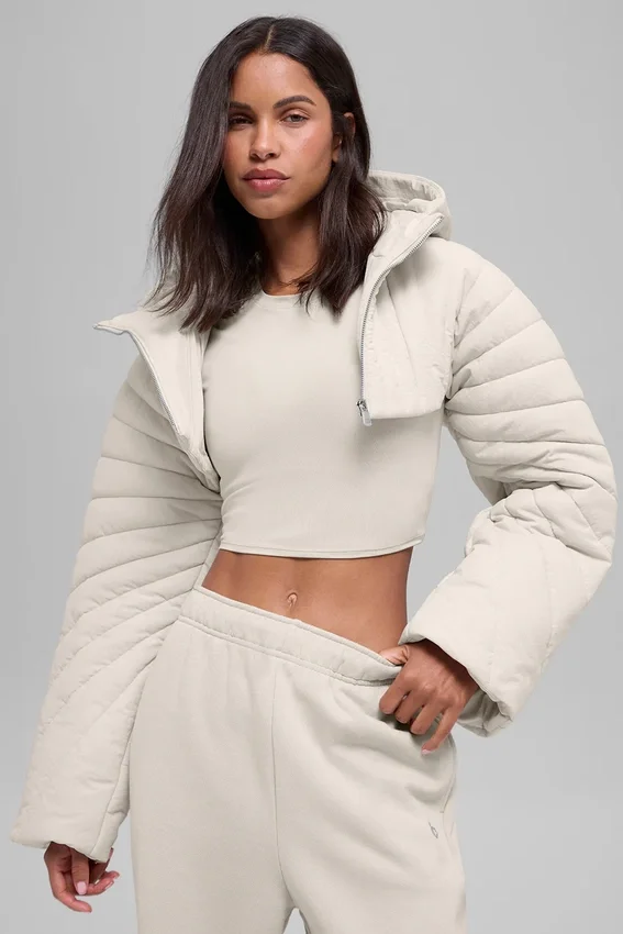 Quiltet Starlight-puffervest – benhvit
