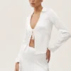 Radiance langermet topp i silke-blanding – hvit