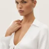 Radiance langermet topp i silke-blanding – hvit