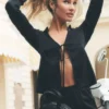 Radiance langermet topp i silke-blanding – svart