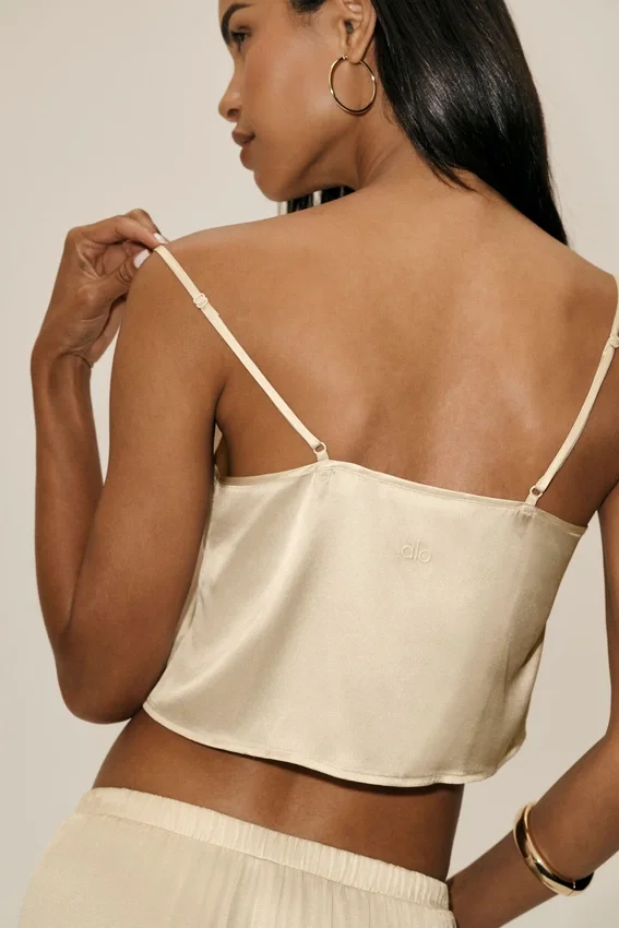 Radiance-tanktop i silke-blanding – Sandy Beige