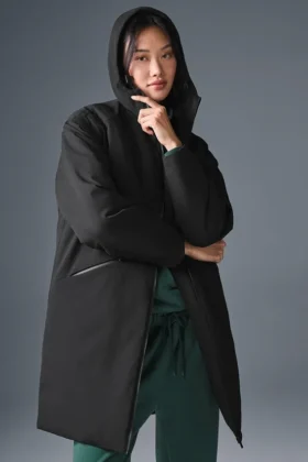 Rain or Shine Puffer lang frakk – svart