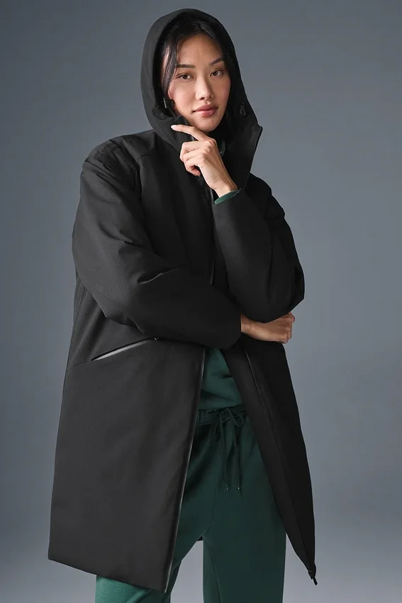 Rain or Shine Puffer lang frakk – svart