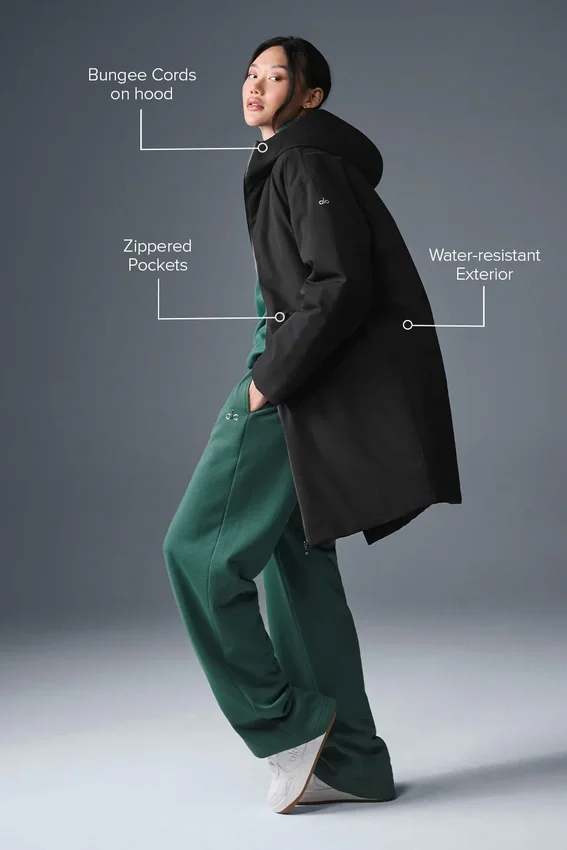 Rain or Shine Puffer lang frakk – svart