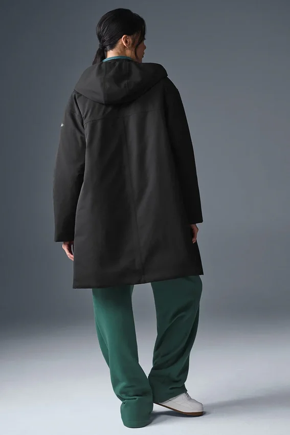 Rain or Shine Puffer lang frakk – svart